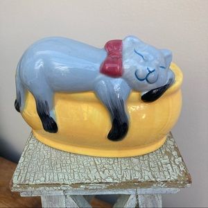 Sleeping Cat Ceramic Planter